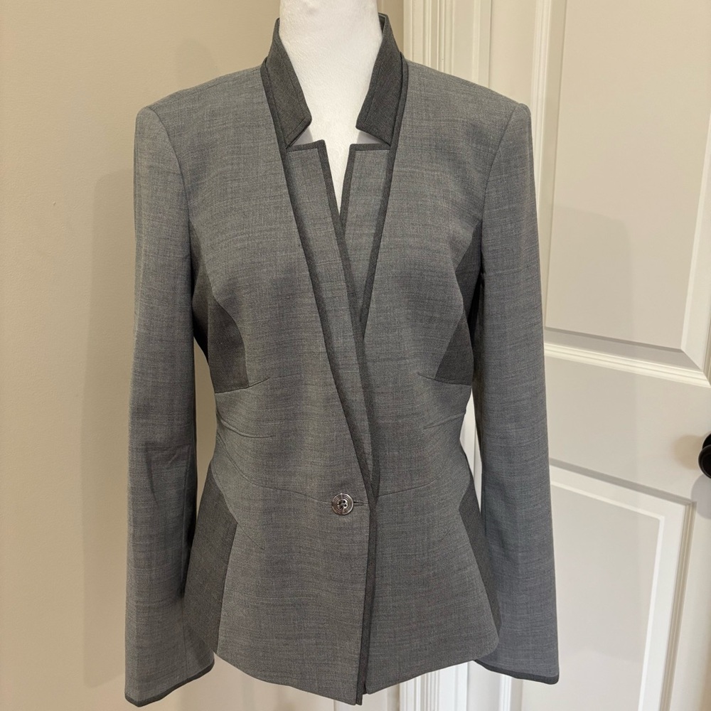 White House Black Market Gray Contrast Blazer